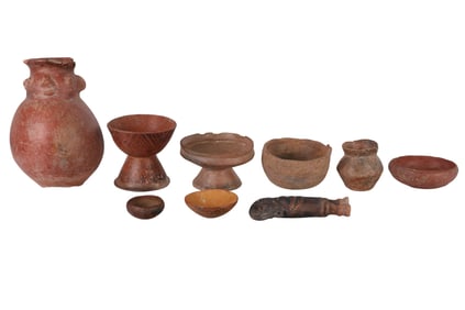 Pre Columbian Mayan Style Pottery Vessel Vase LOT