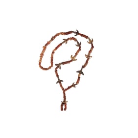 Pre-Columbian 11K Gold & Carnelian Stone Necklace