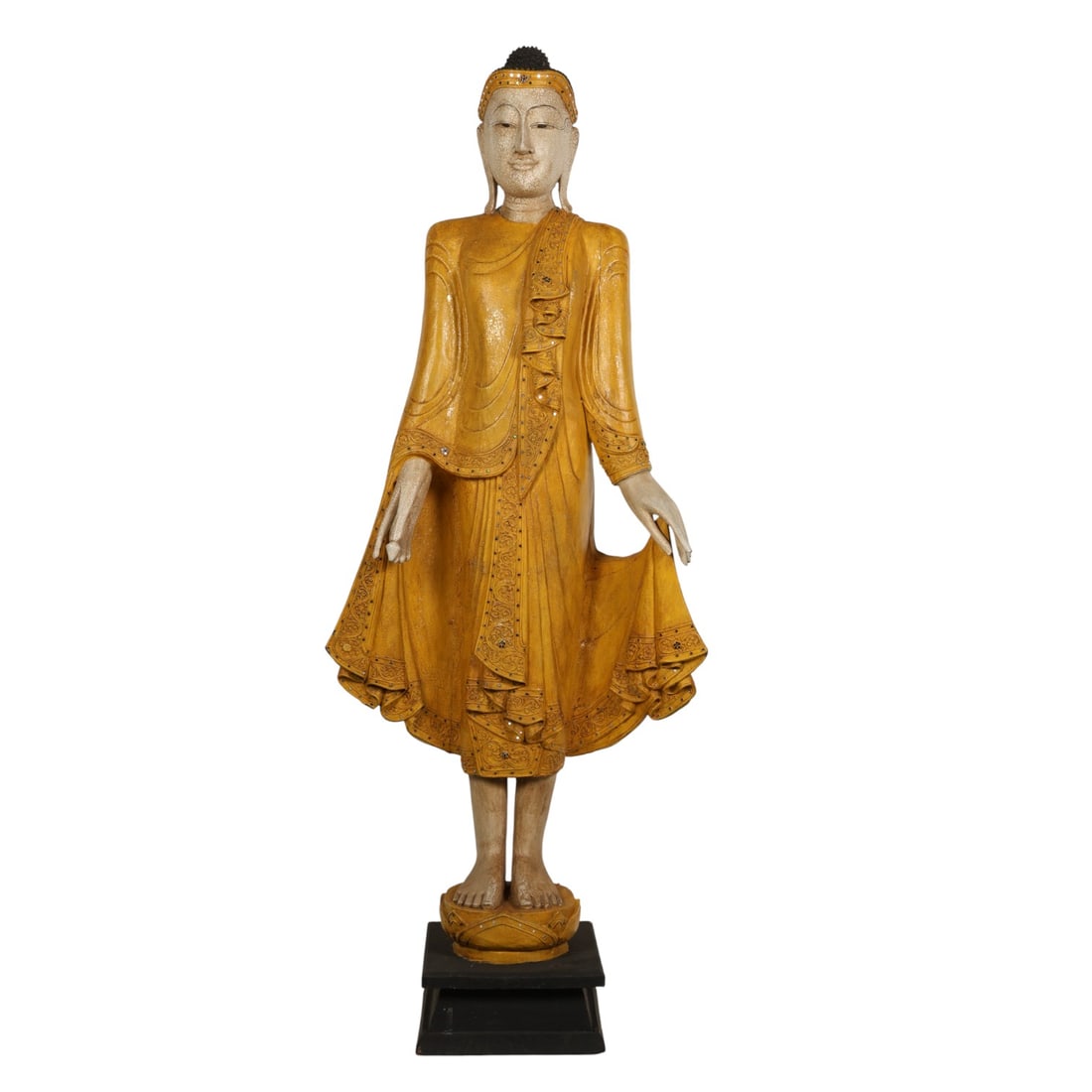 Southeast Asian Embellished Wood Buddha Statue (1 of 9)