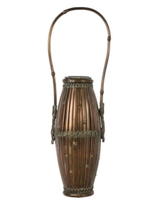Japanese Meiji Period Bronze Ikebana Basket
