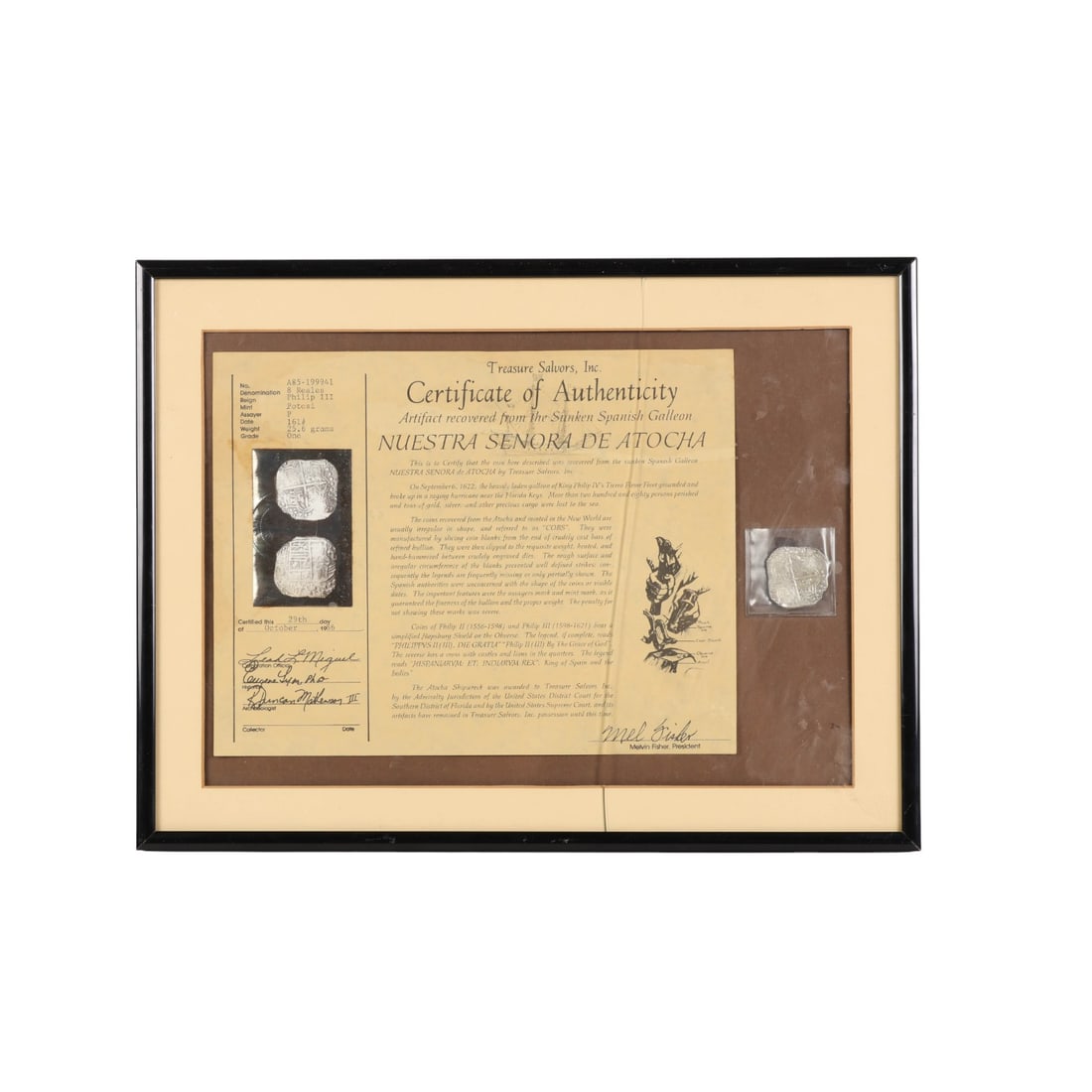 Atocha 8 Reales Spanish Galleon Silver Coin w/ COA (1 of 10)