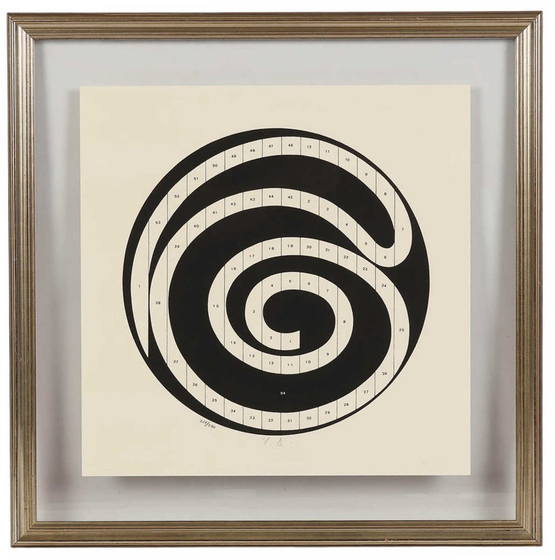Yaacov Agam b.1928 Black & White Spiral Lithograph (1 of 7)