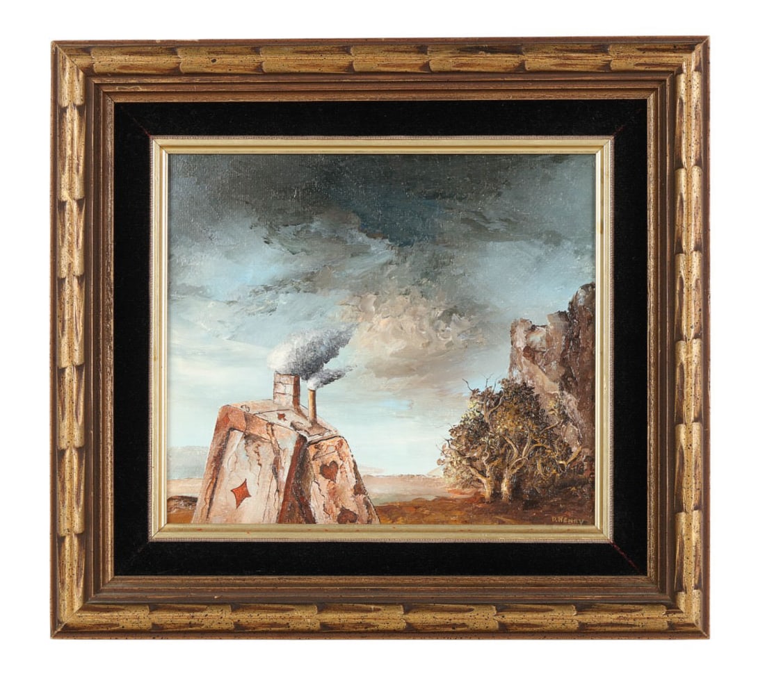 Surreal House of Cards Landscape Painting SIGNED (1 of 8)