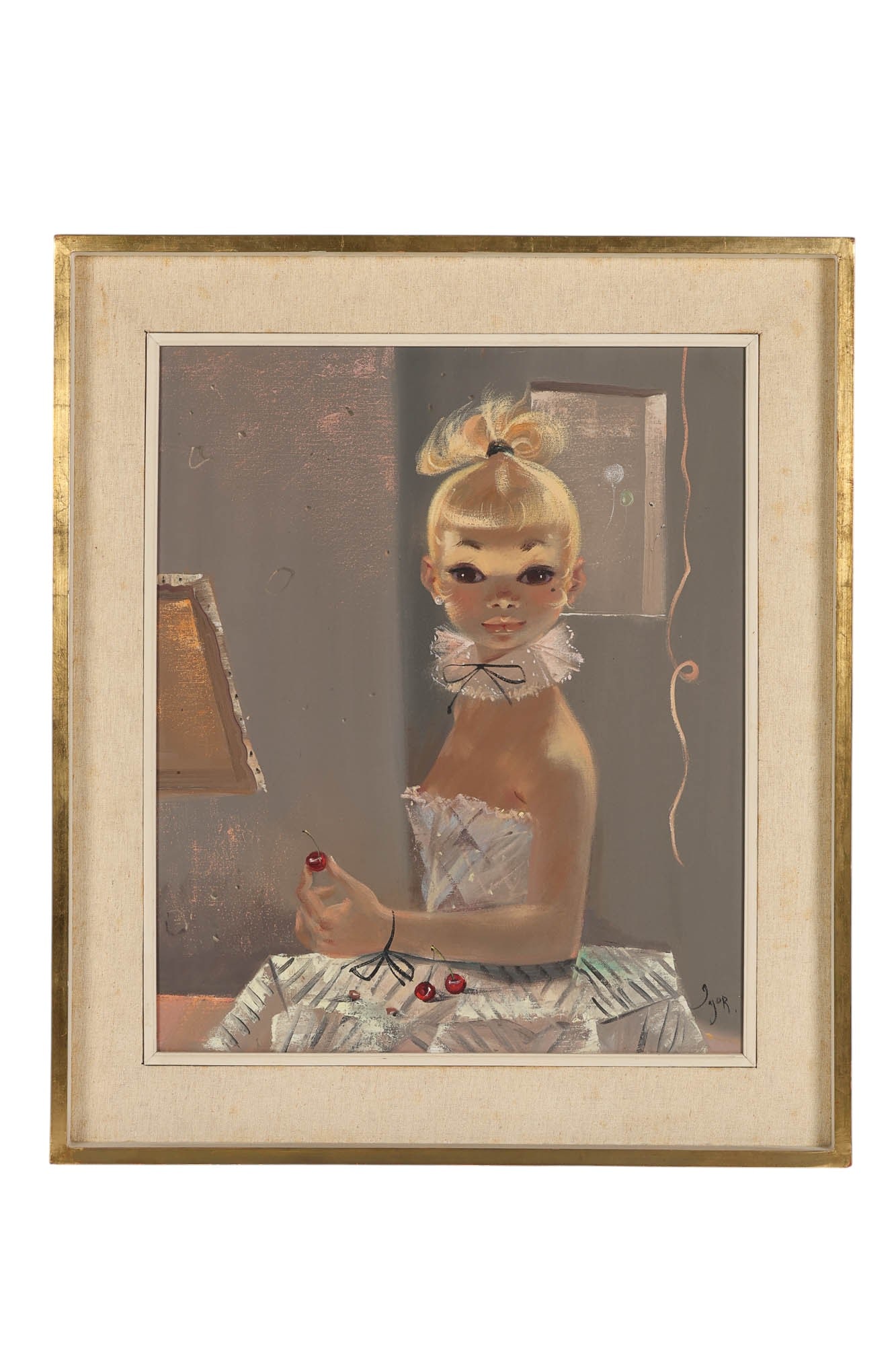 Igor Pantuhoff 1911-1972 Girl with Cherry Painting (1 of 6)