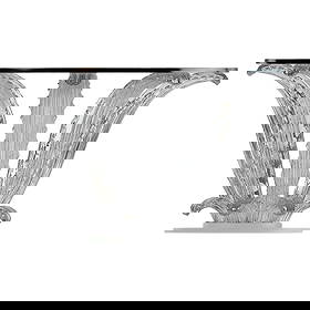 Lalique French Crystal Cactus Dining Table SIGNED: Lalique France Cactus table base, featuring molded crystal sculptural cactus columns with repeated ribbed and nodular detailing and a chromed metal ring, designed to support a round tabletop. The tabl