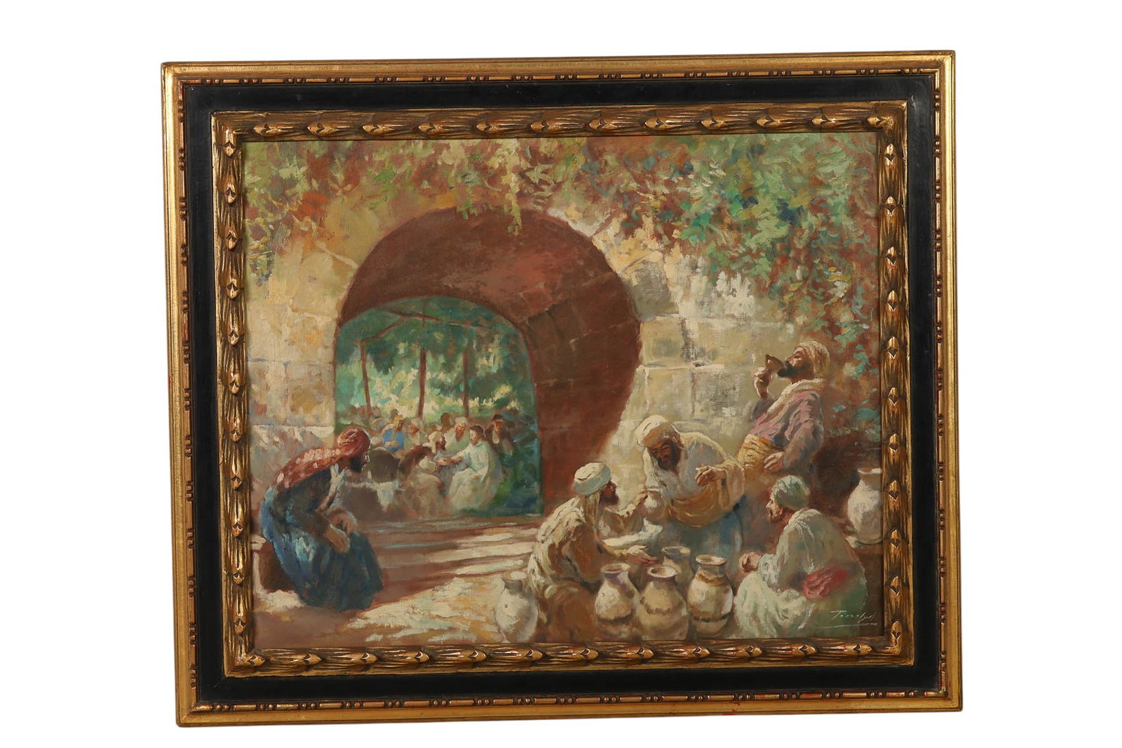 Orientalist Figural Landscape Oil Painting SIGNED (1 of 9)