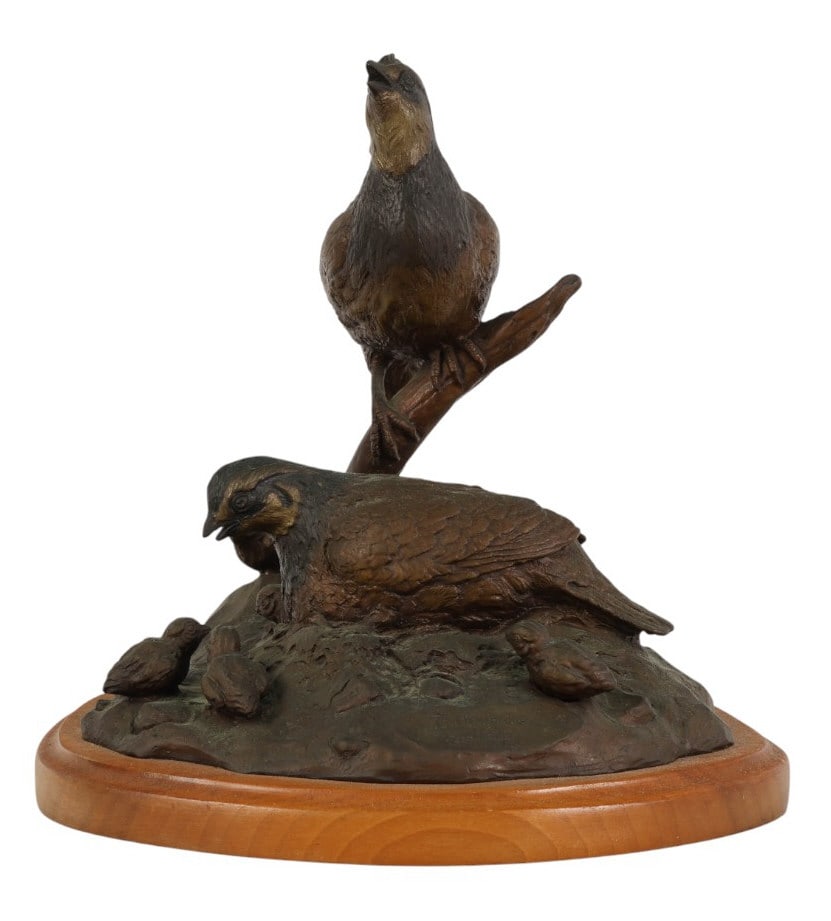 Clark Bronzon 1939-2020 Bronze Bobwhite Sculpture (1 of 8)
