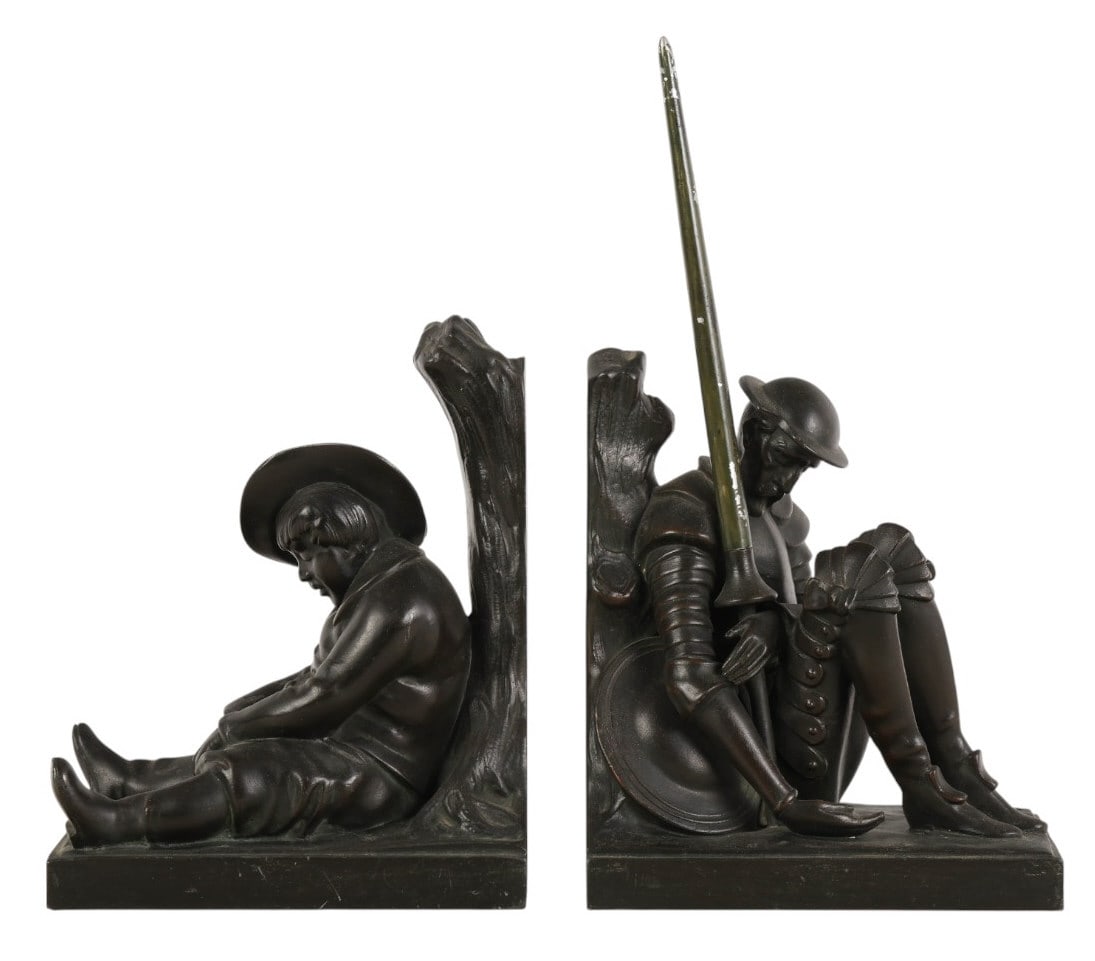 Pair of Max Le Verrier Bronze Don Quixote Bookends (1 of 9)