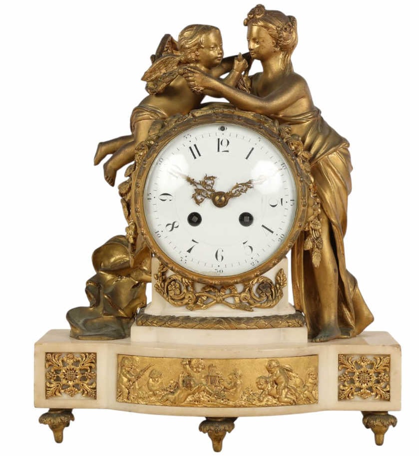 Antique French Dore Bronze and Marble Mantle Clock (1 of 11)