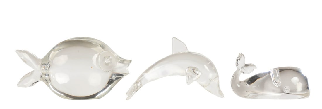 Steuben Crystal Puffer Fish, Sperm Whale & Dolphin (1 of 9)