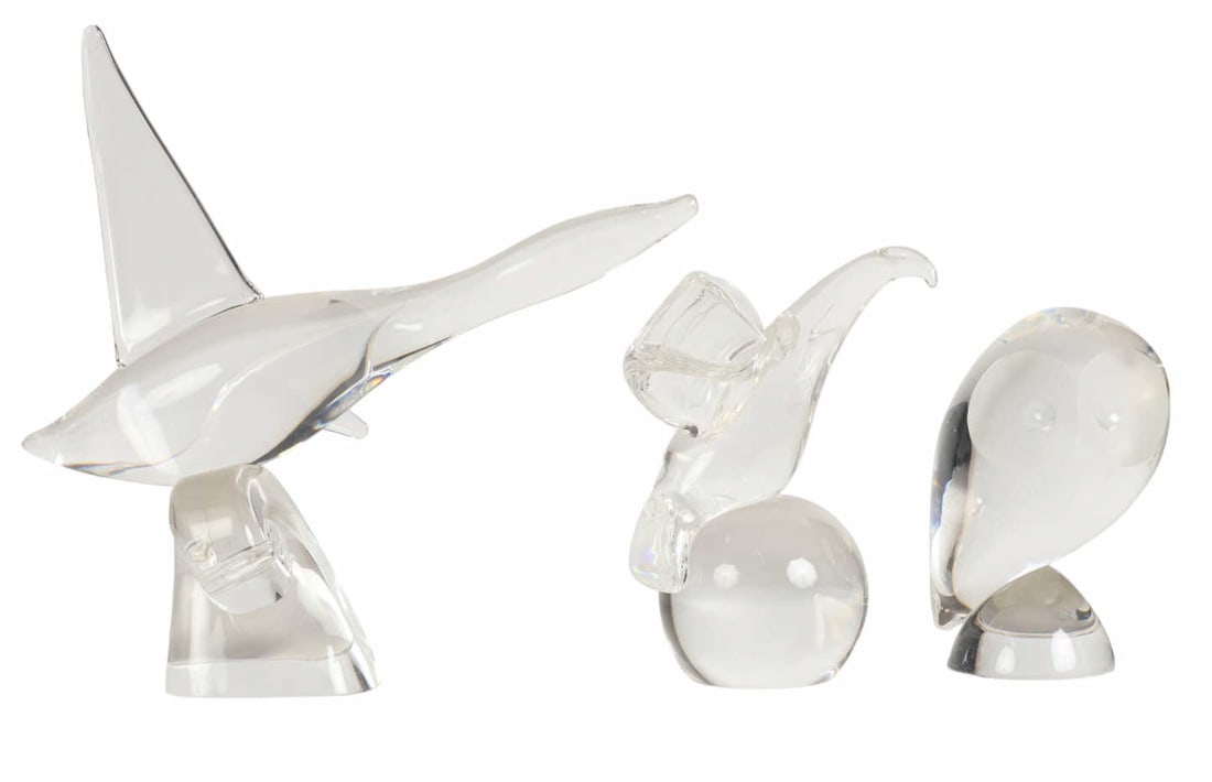 Steuben Crystal Water Bird Eagle Owl Sculpture LOT (1 of 6)