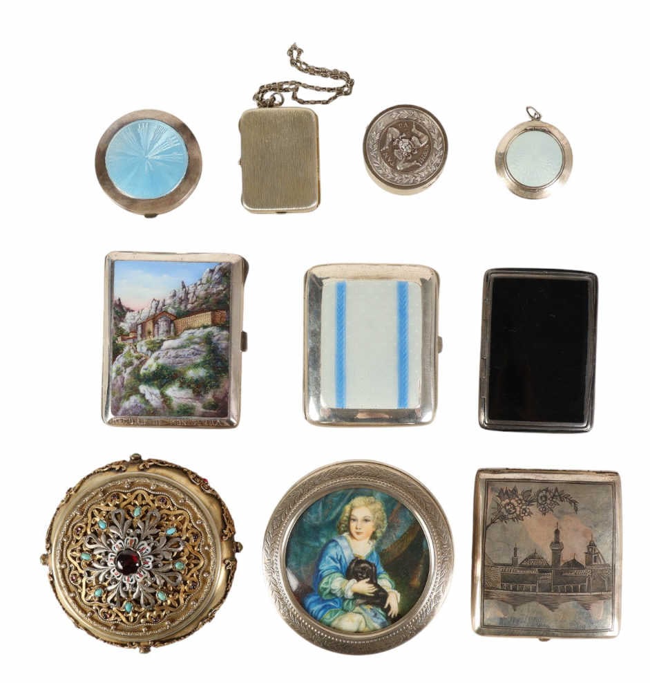 Sterling Silver Enamel Compacts Cigarette Case 10p (1 of 11)