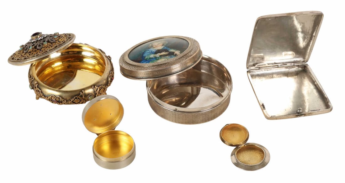 Sterling Silver Enamel Compacts Cigarette Case 10p - 3