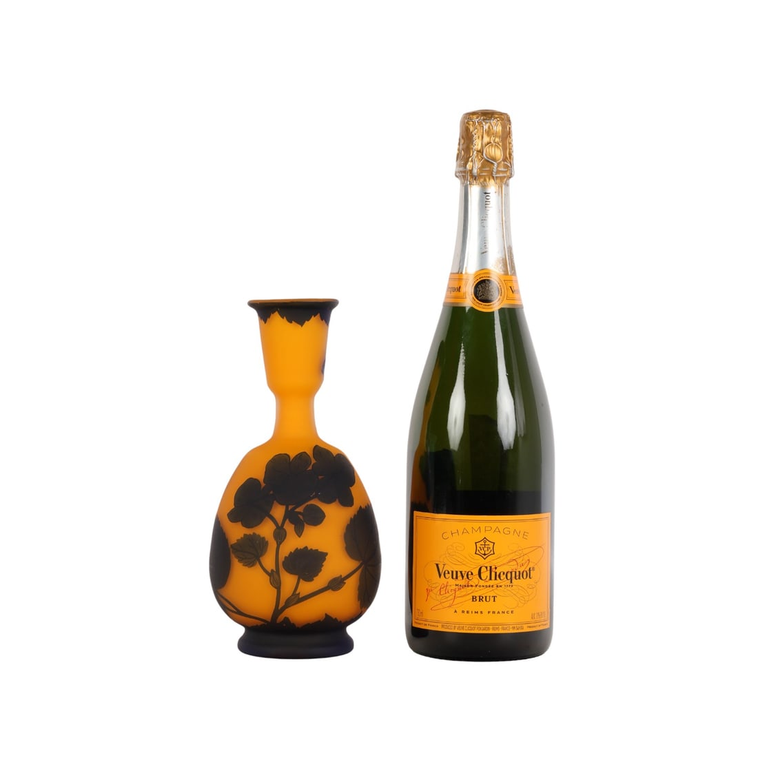 Richard French Cameo Art Nouveau Floral Glass Vase - 2