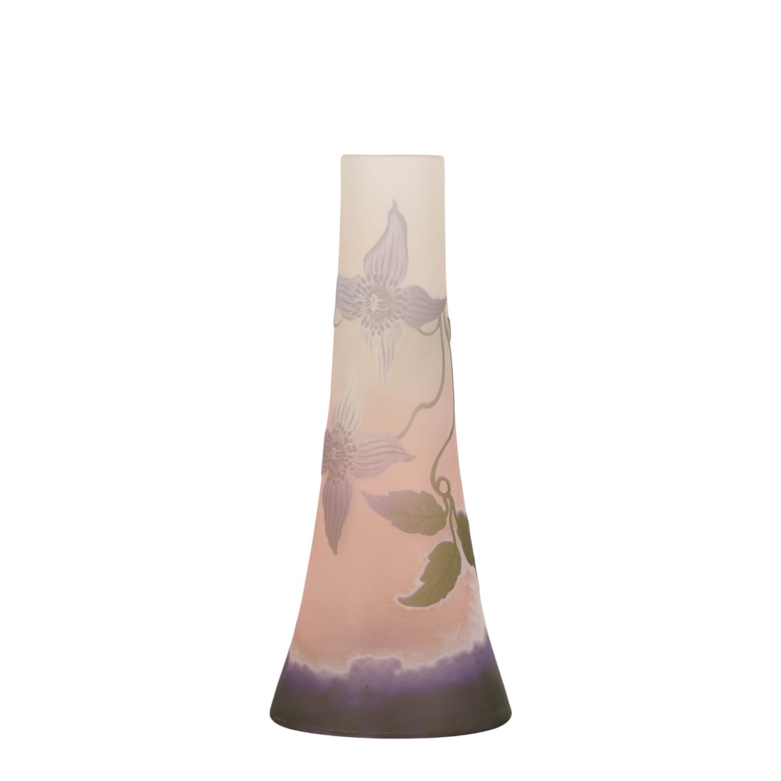 Galle Style Cameo Acid Etched Floral Glass Vase (1 of 8)