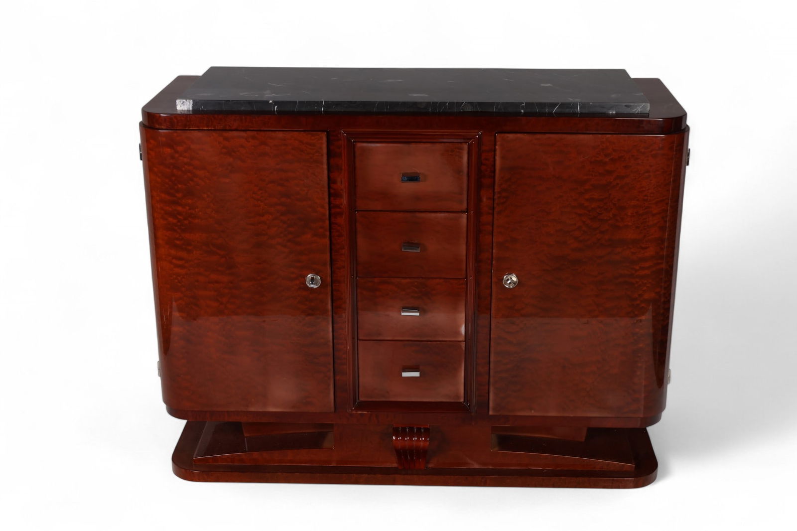 French Art Deco Marble Top Walnut Sideboard Table (1 of 10)