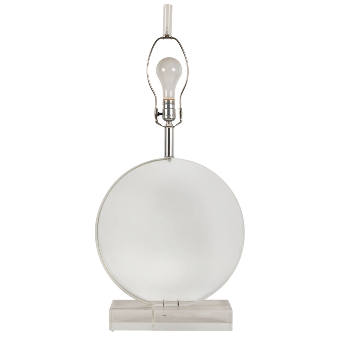 Karl Springer Style Round Disc Clear Lucite Lamp (1 of 8)