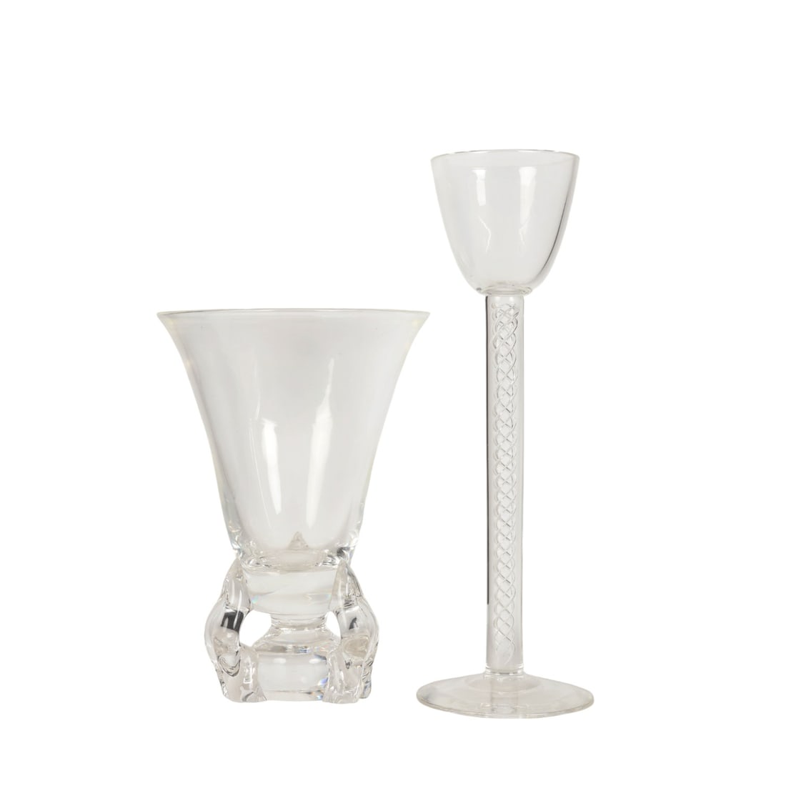 Steuben Crystal Fluted Vase & Toasting Goblet LOT - 4