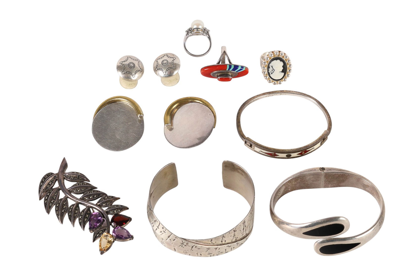 925 Mexico Navajo Bracelet Earring Ring & Pin LOT (1 of 7)