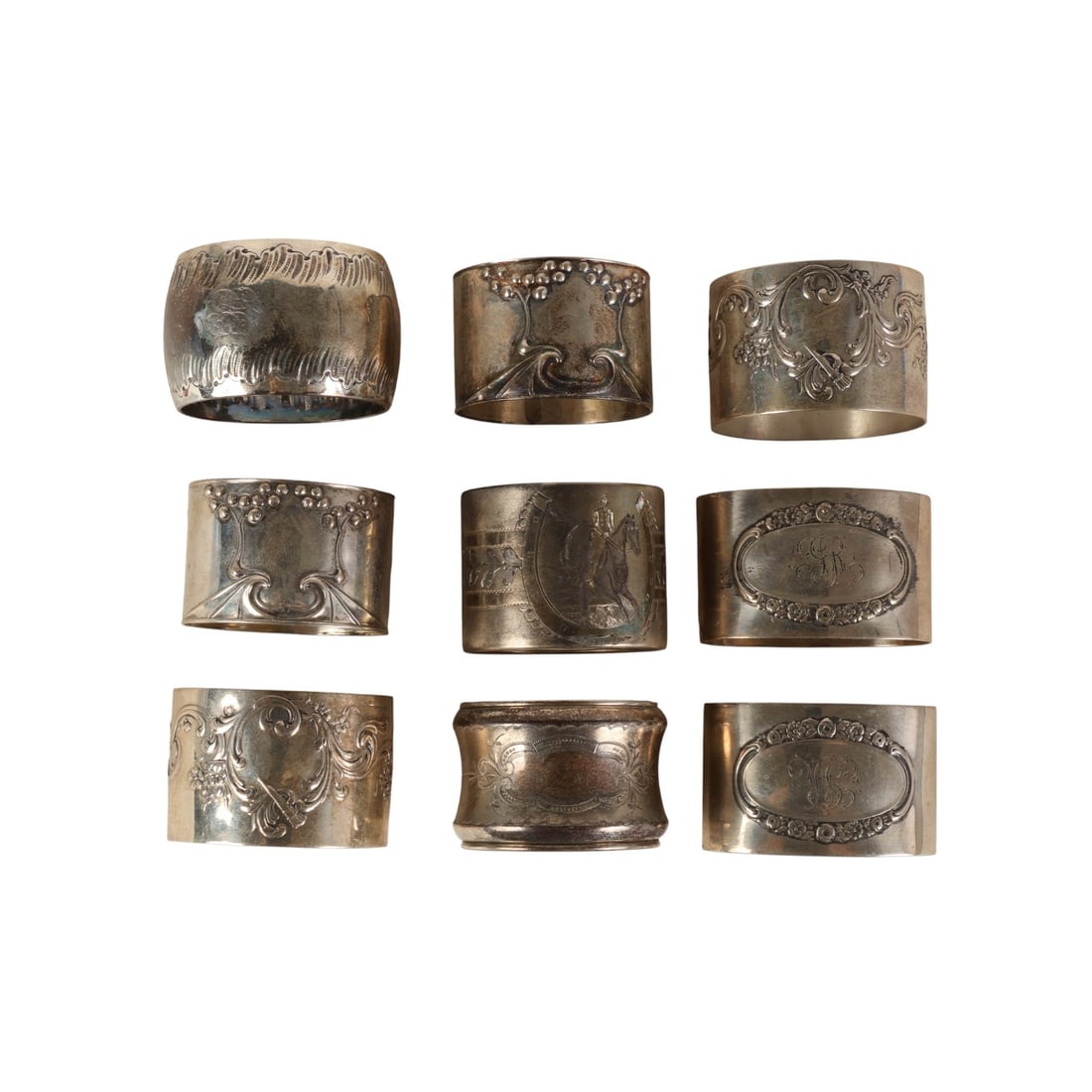 800 Silver Table Napkin Rings 9 PIECE ESTATE LOT (1 of 8)