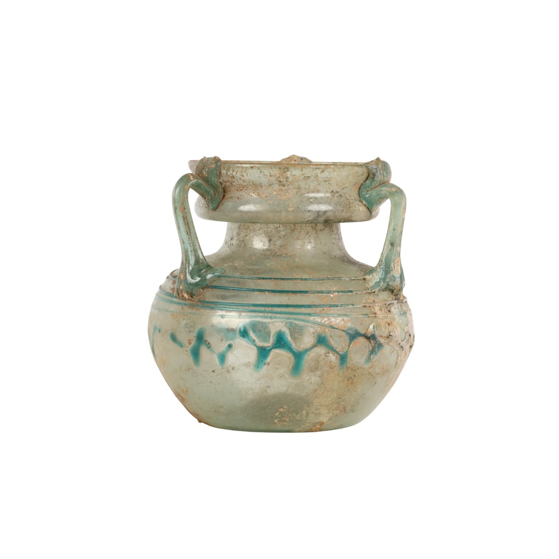 Threaded Byzantine Period Roman Art Glass Vessel (1 of 9)