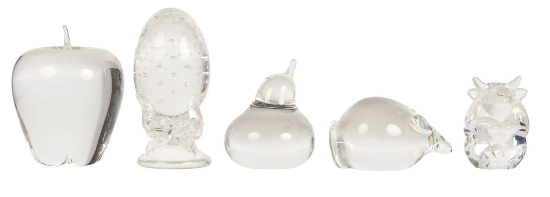 Steuben Apple Pear Bull Egg Mouse Paperweight LOT (1 of 7)