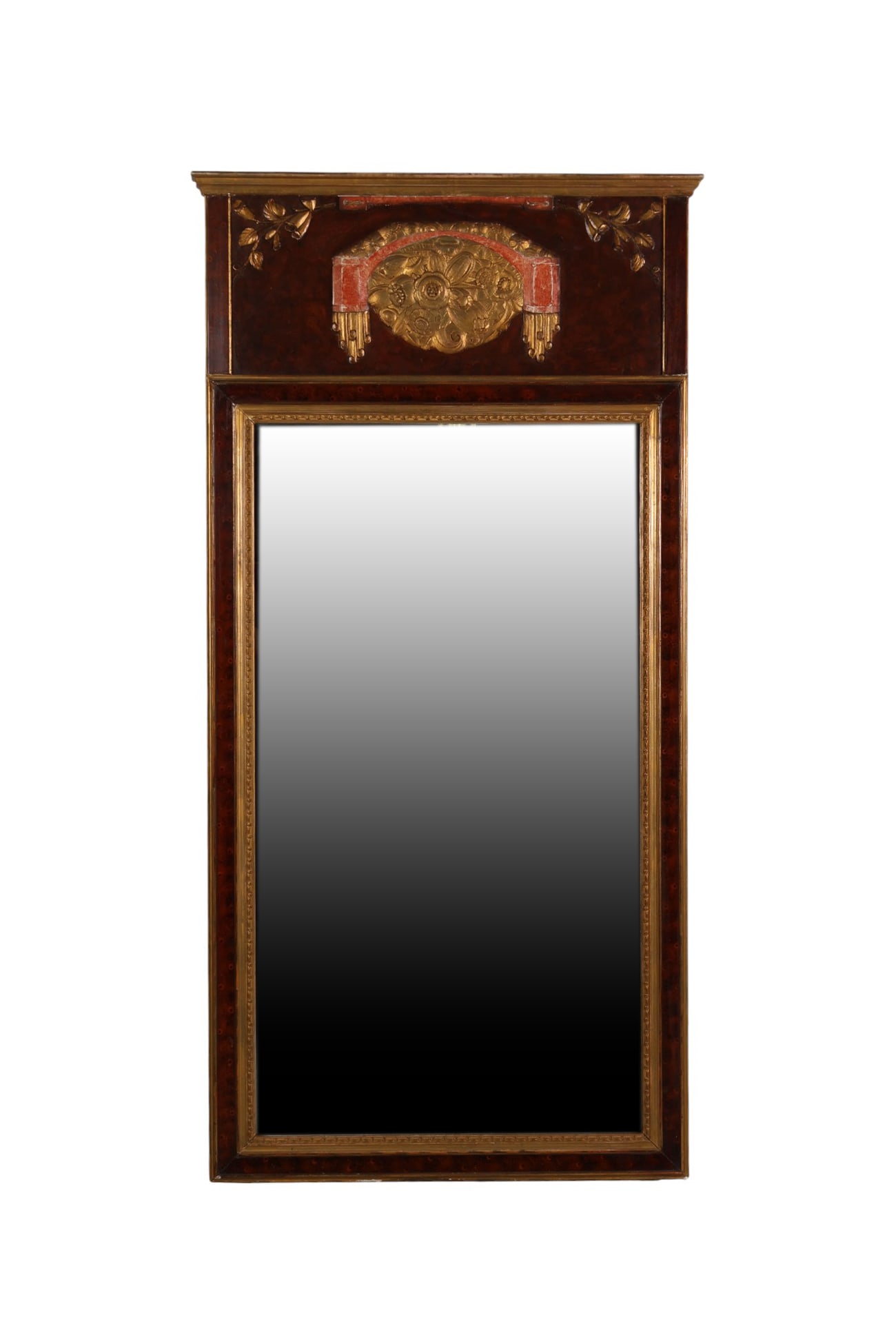 Art Deco Antique Gilt Floral Relief Wall Mirror (1 of 7)