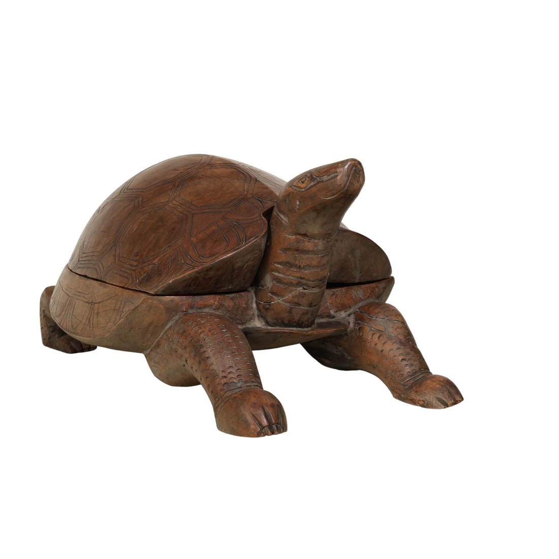 Hollywood Regency Oversized Carved Wood Tortoise - 3