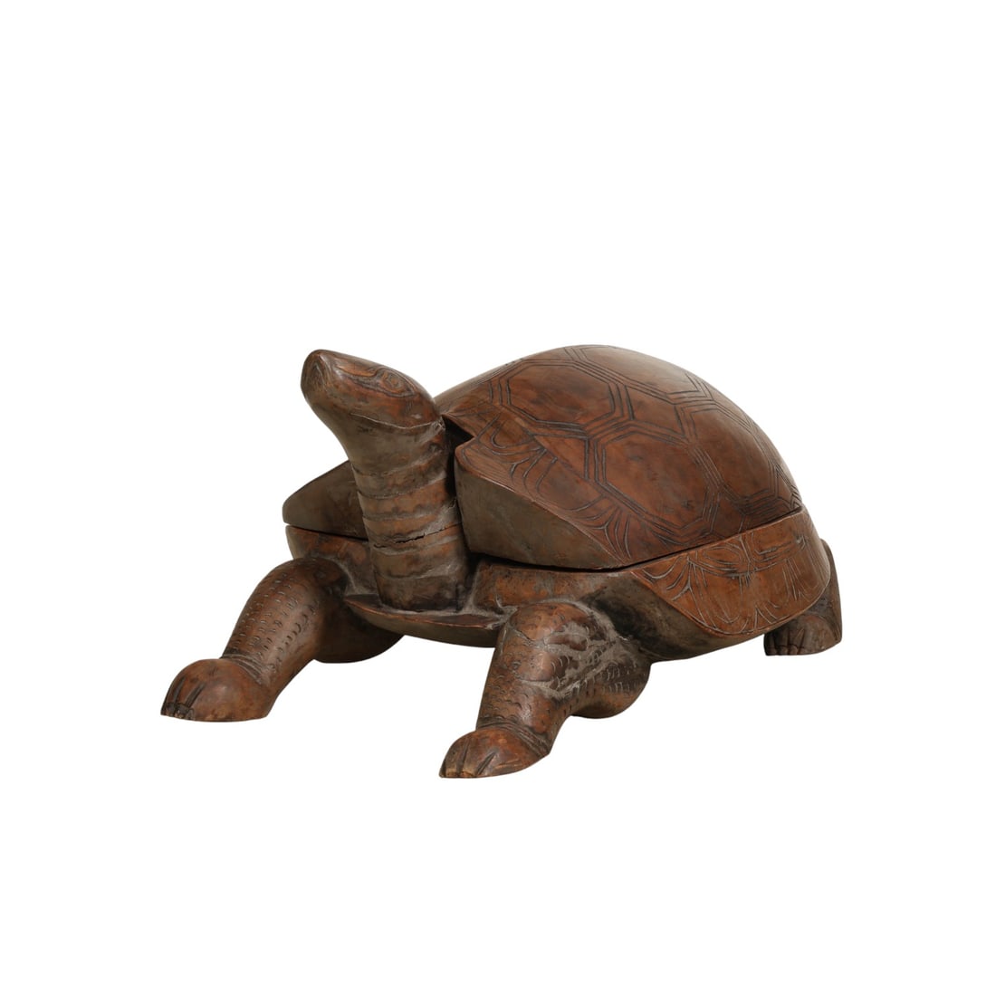Hollywood Regency Oversized Carved Wood Tortoise - 4