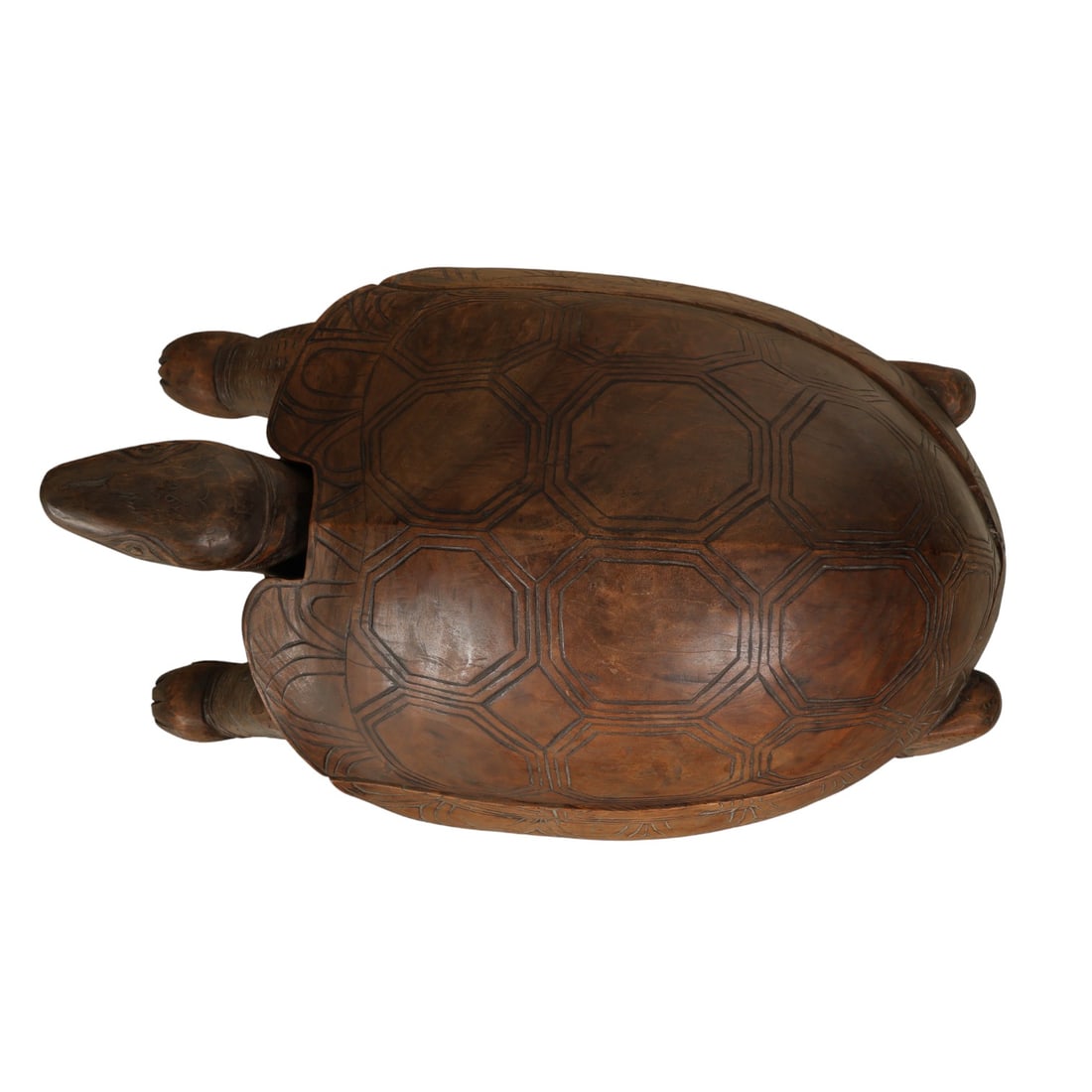 Hollywood Regency Oversized Carved Wood Tortoise - 6