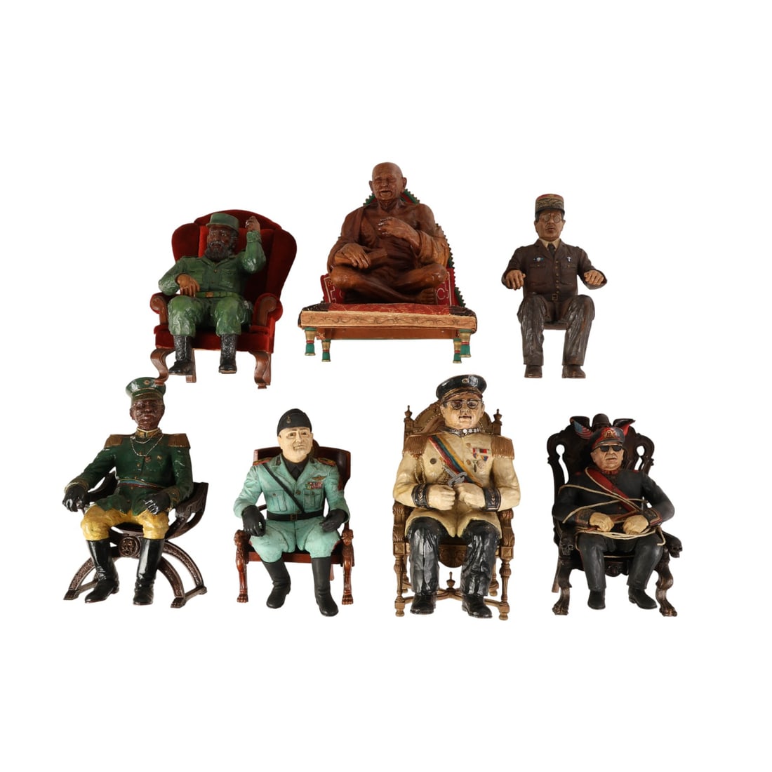 World Rulers Hand Carved Wood Sculptures 7pc LOT (1 of 13)