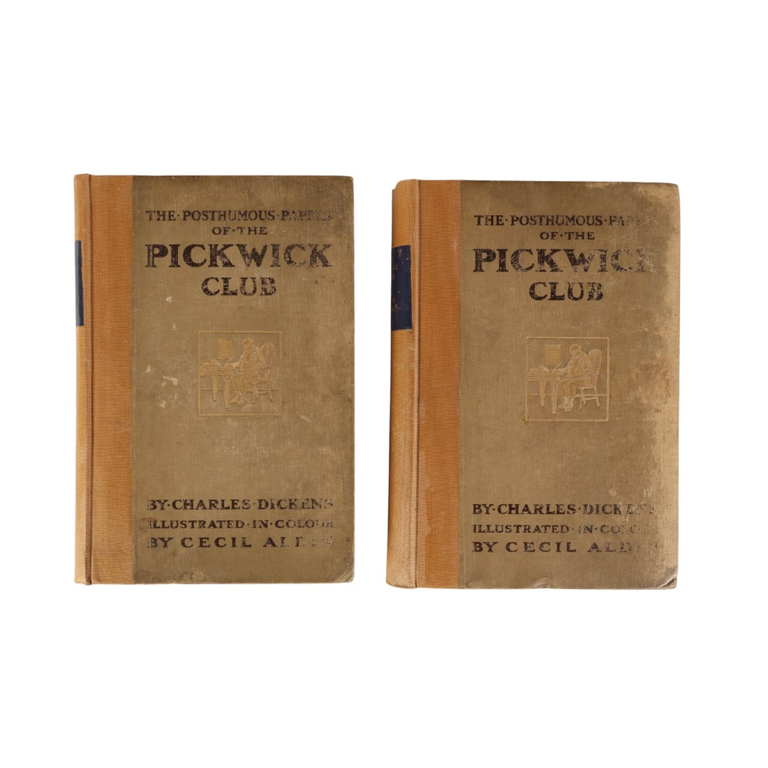 Charles Dickens Pickwick Paper 1910 Two Volume SET: A two volume set of The Posthumous Papers of the Pickwick Club by Charles Dickens, published in 1910 by Chapman & Hall, London. Both illustrated in color by Cecil Aldin, printed by Ballantyne Hanson