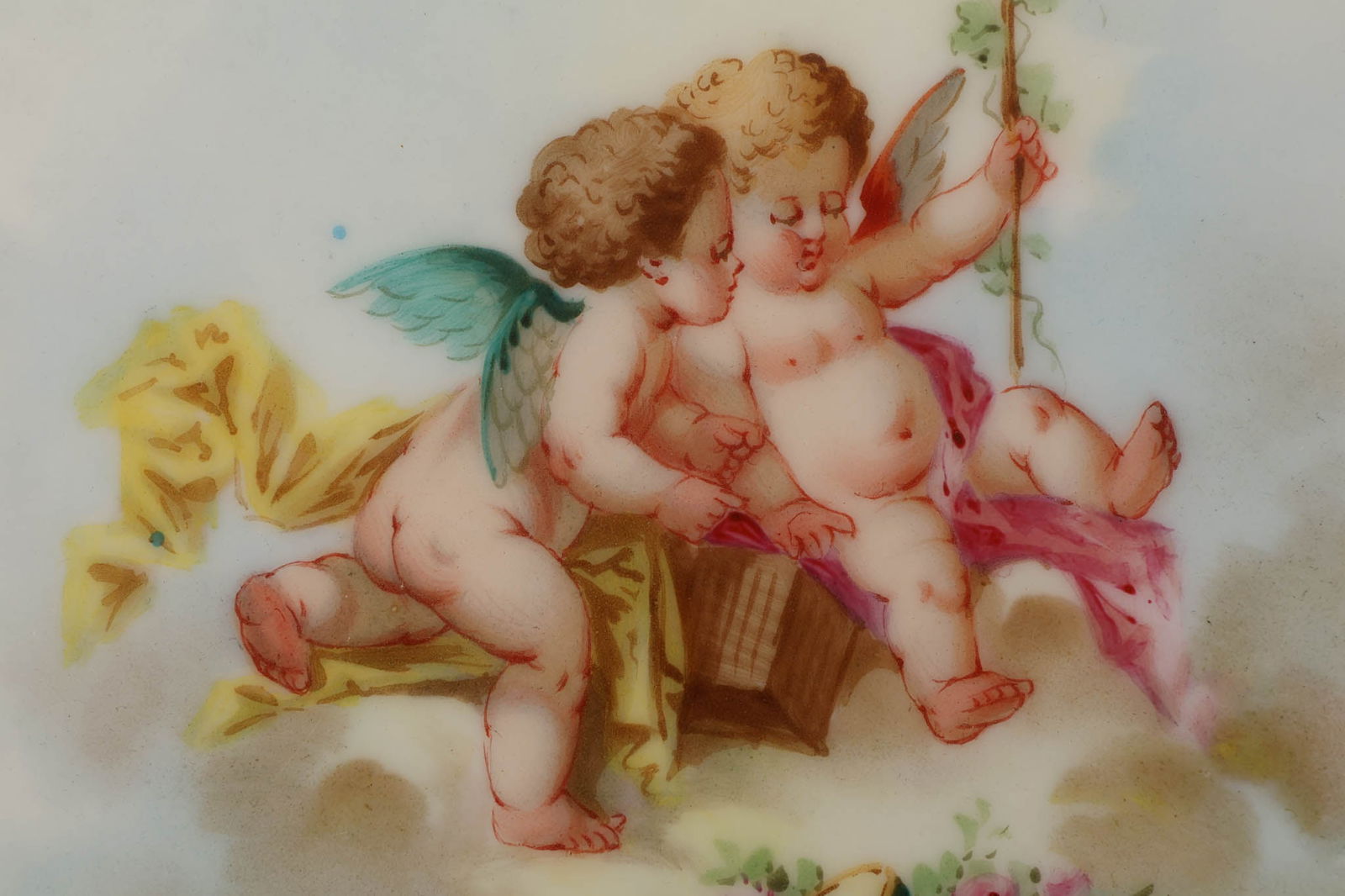 Antique French Sevres Porcelain Angel Plates LOT - 3