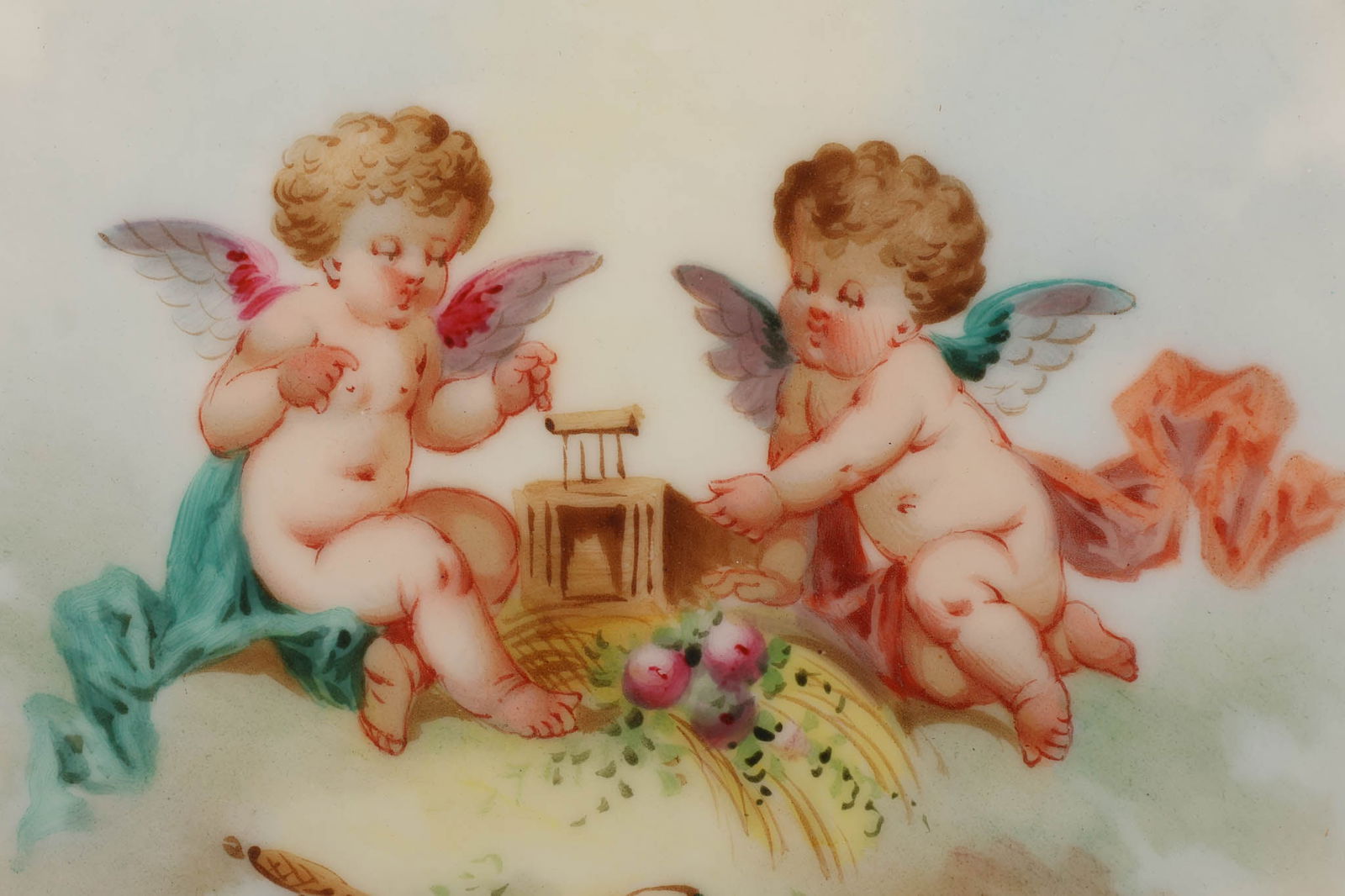 Antique French Sevres Porcelain Angel Plates LOT - 4