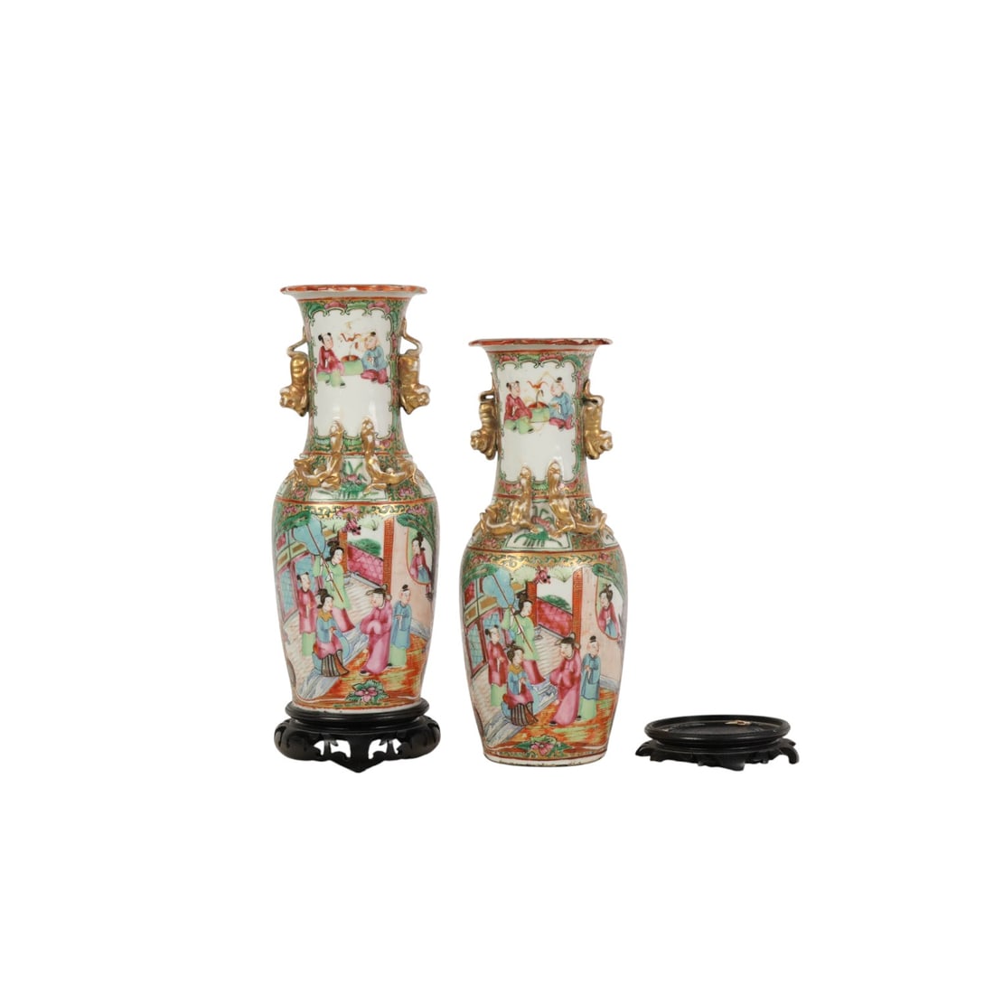 Chinese Export Antique Pair Rose Medallion Vases (1 of 9)