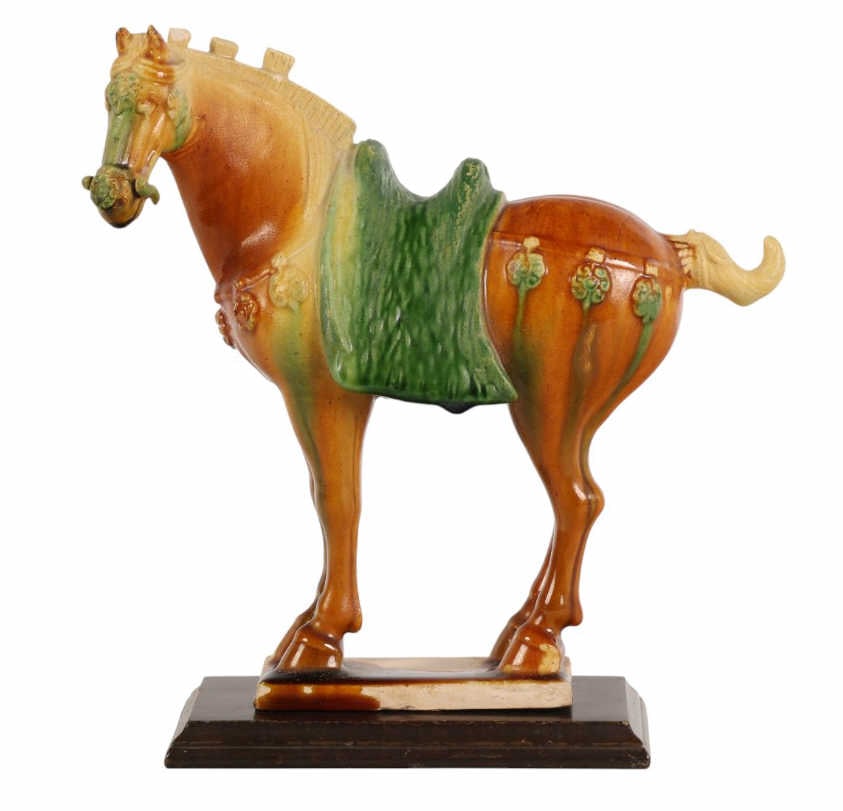 Chinese Antique Glazed Sancai Pottery Horse Statue (1 of 8)