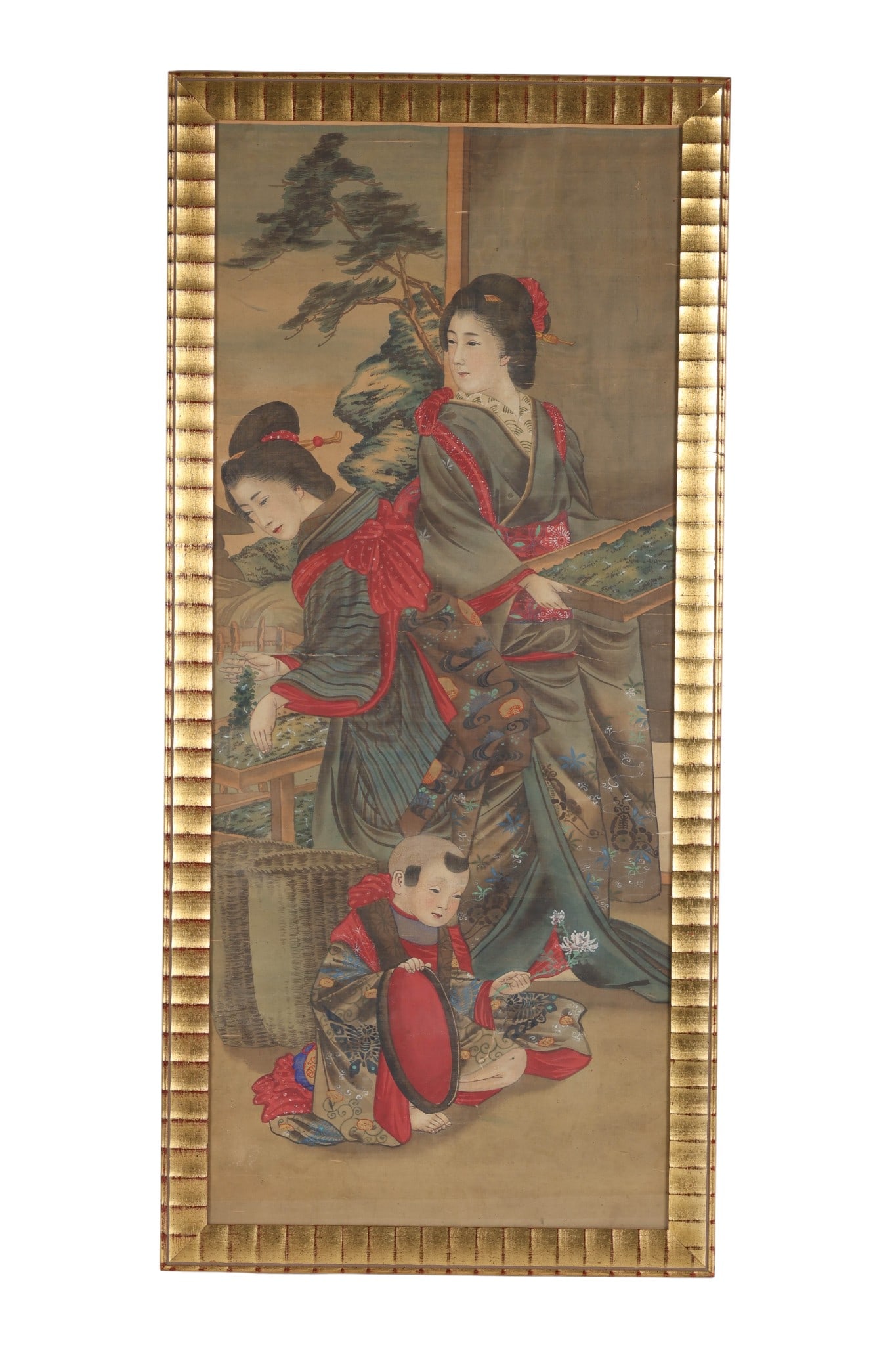 Japanese Antique Working Geishas Painting on Silk (1 of 6)