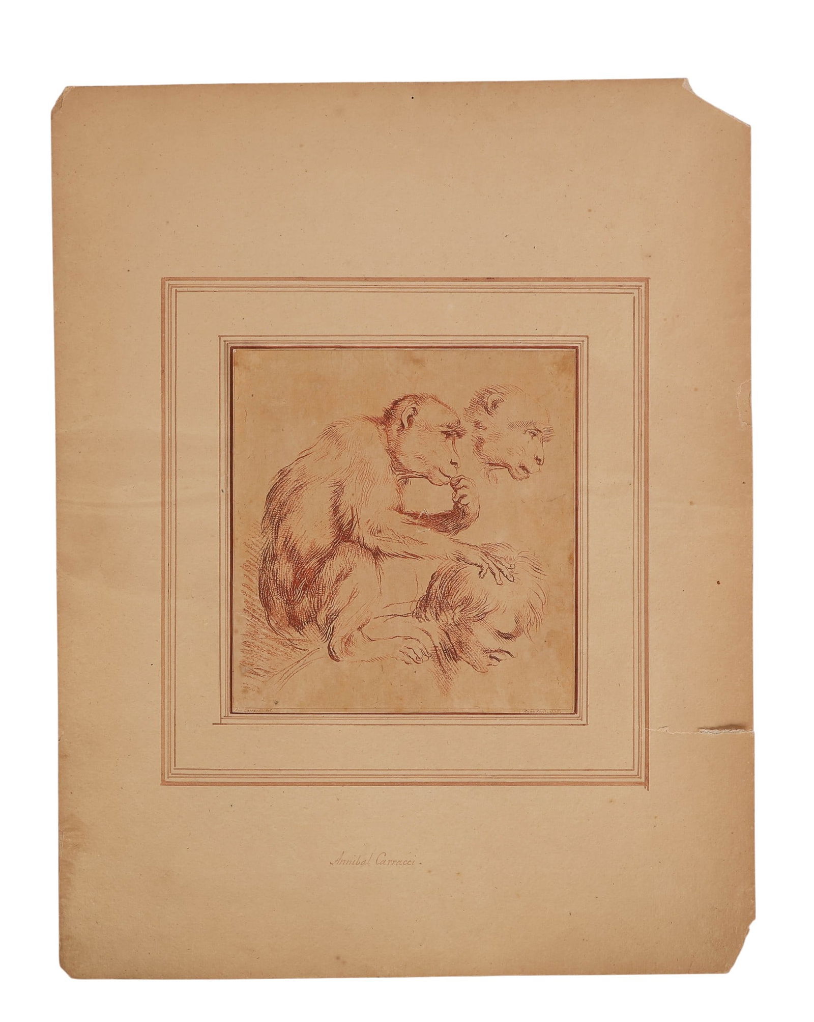 Annibale Carracci 17C Italian Man w/ Monkey Print (1 of 8)