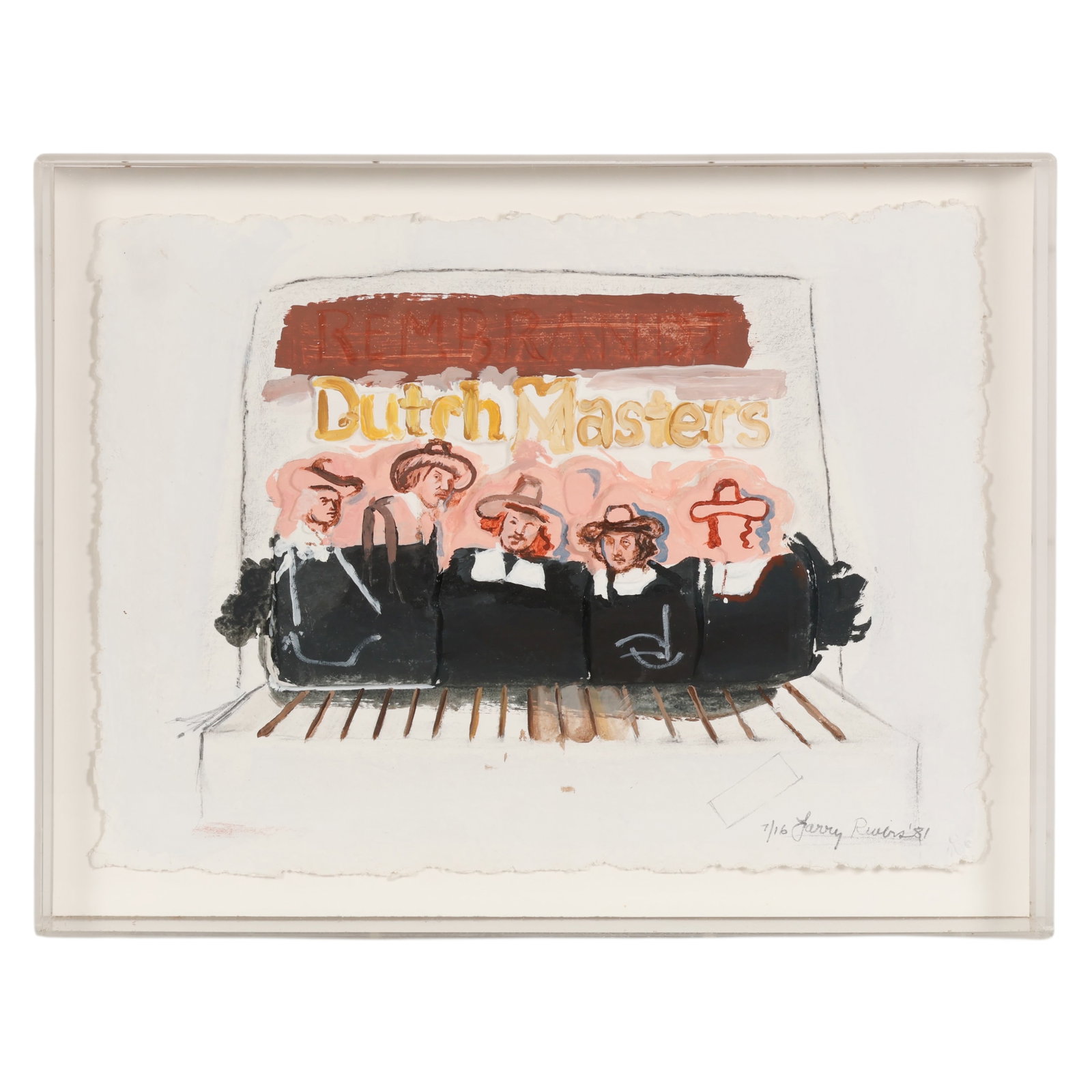 Larry Rivers (1923-2002) Raised Dutch Masters 7/16: Larry Rivers (American, 1923-2002), Raised Dutch Masters, a mixed media work on shaped paper relief incorporating charcoal and acrylic. Presented in sculptural high relief, the composition reimagines