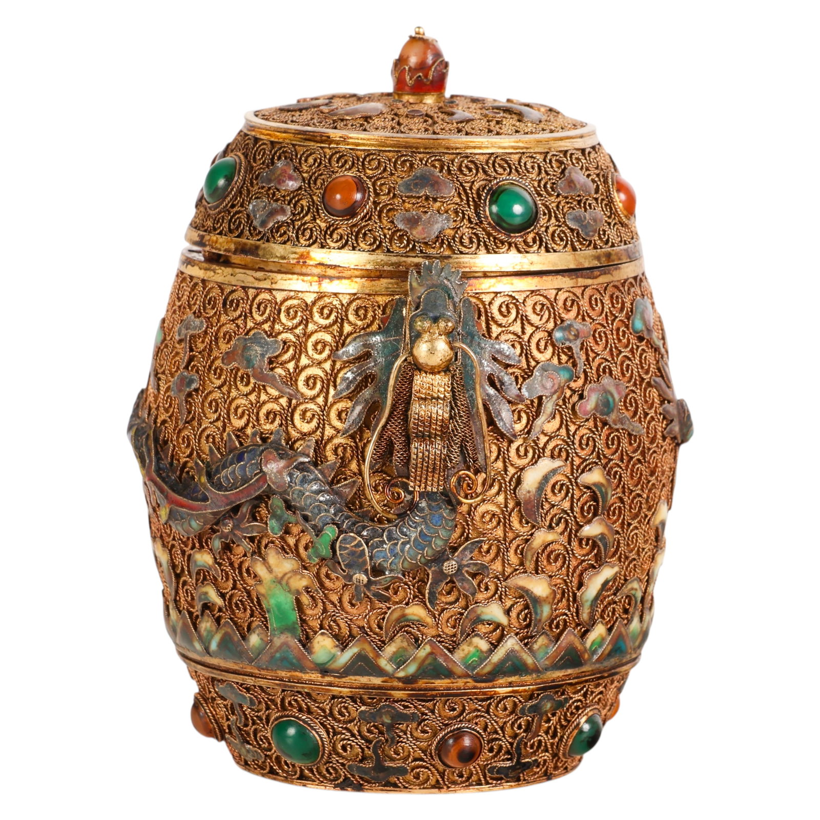 Chinese Silver Gilt Filigree Dragon Incense Box (1 of 10)