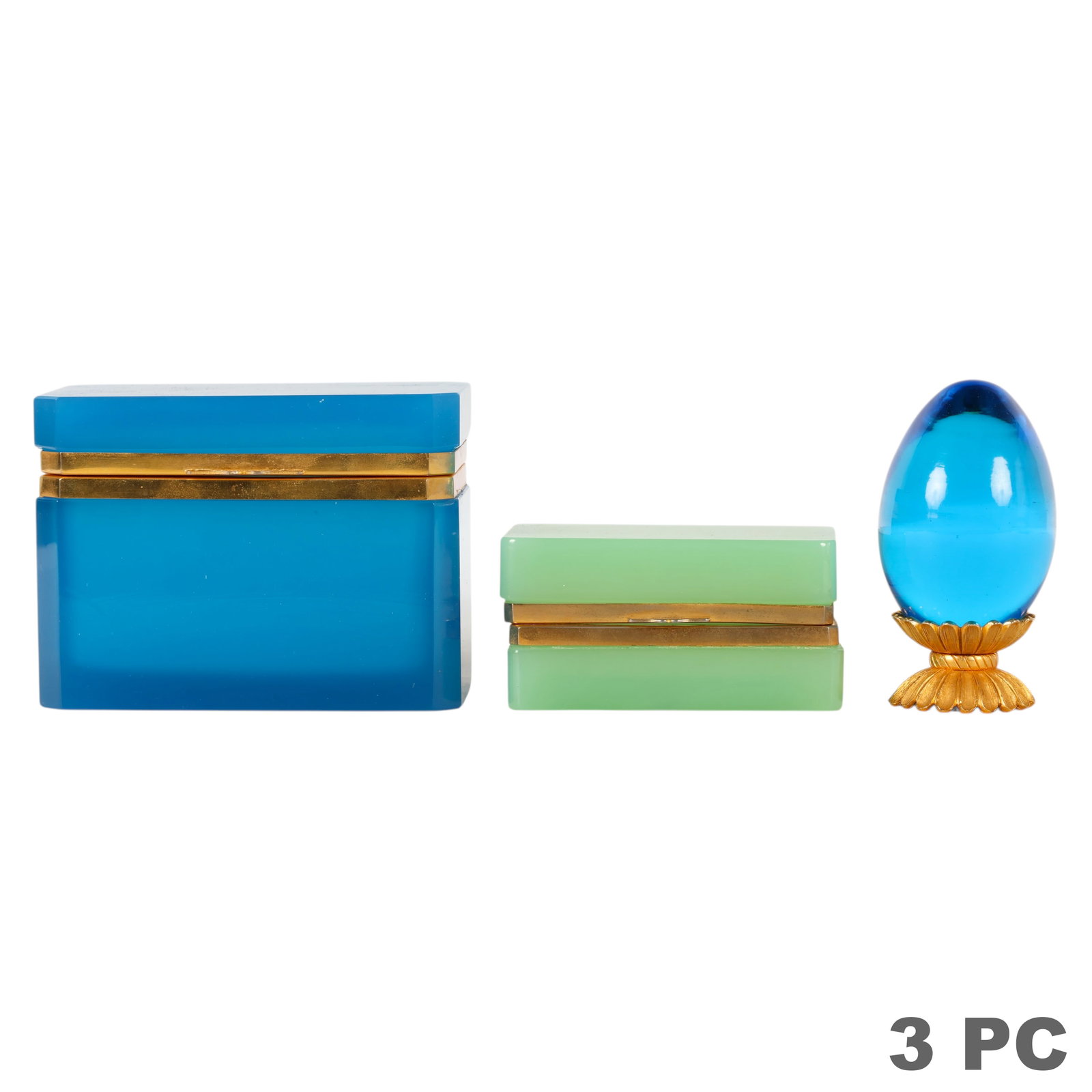 French Opaline Boxes with Crystal Egg ESTATE LOT (1 of 9)