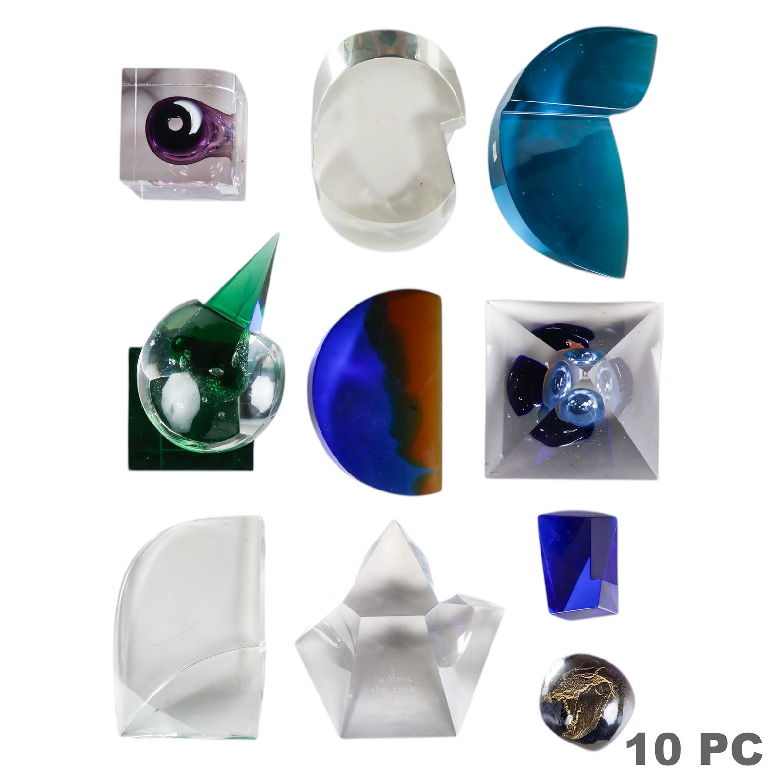 Studio Art Glass Paperweights and Shapes 10pc LOT (1 of 13)