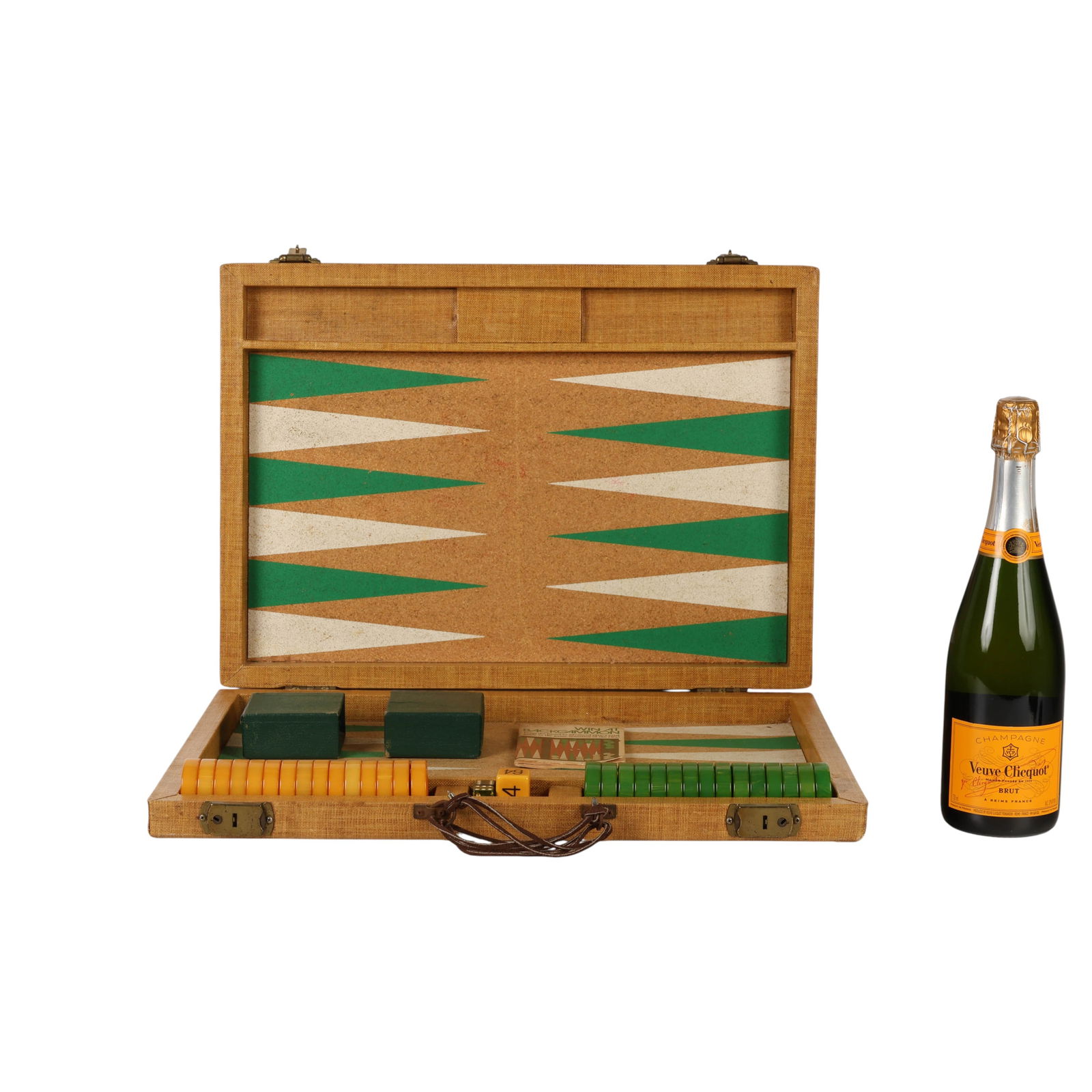 Green & Butterscotch Bakelite Backgammon Game SET - 2