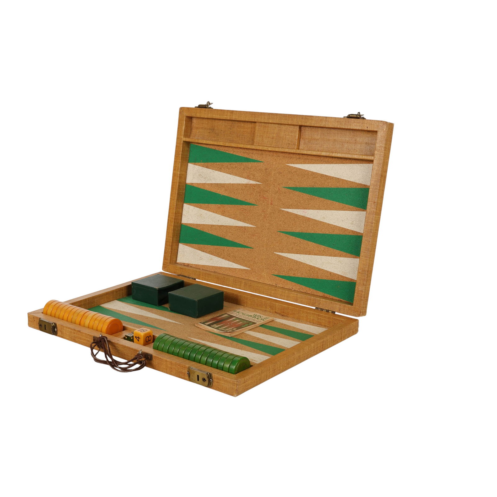 Green & Butterscotch Bakelite Backgammon Game SET - 4