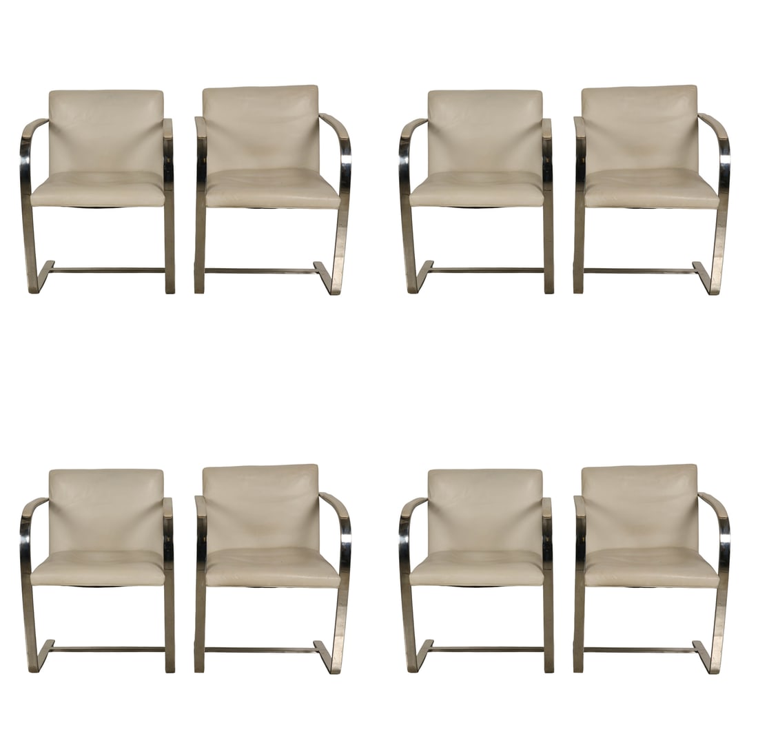 BRNO for Knoll White and Chrome Chairs 8 Piece SET (1 of 9)