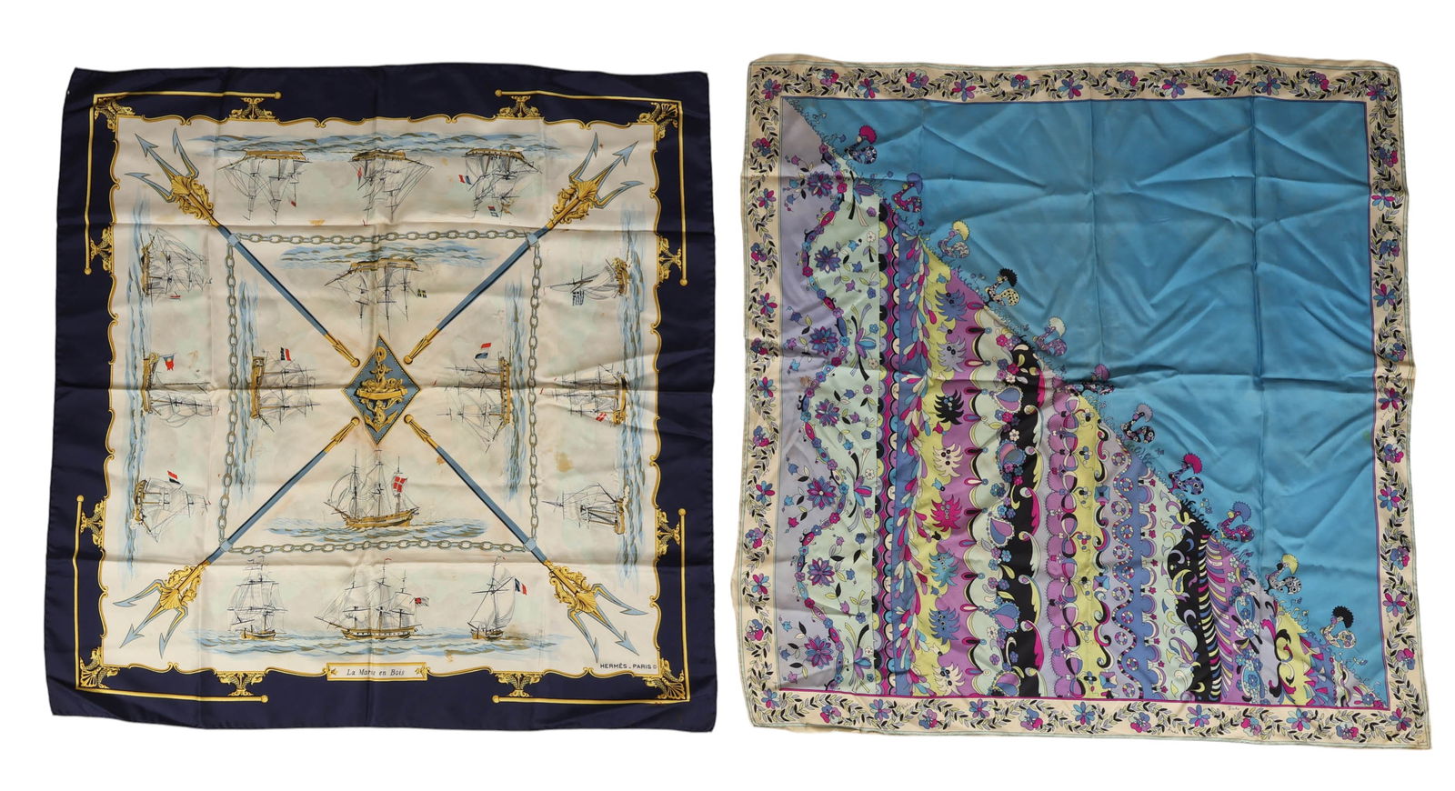 Hermes and Pucci 2p Luxury Designer Silk Scarf LOT (1 of 10)