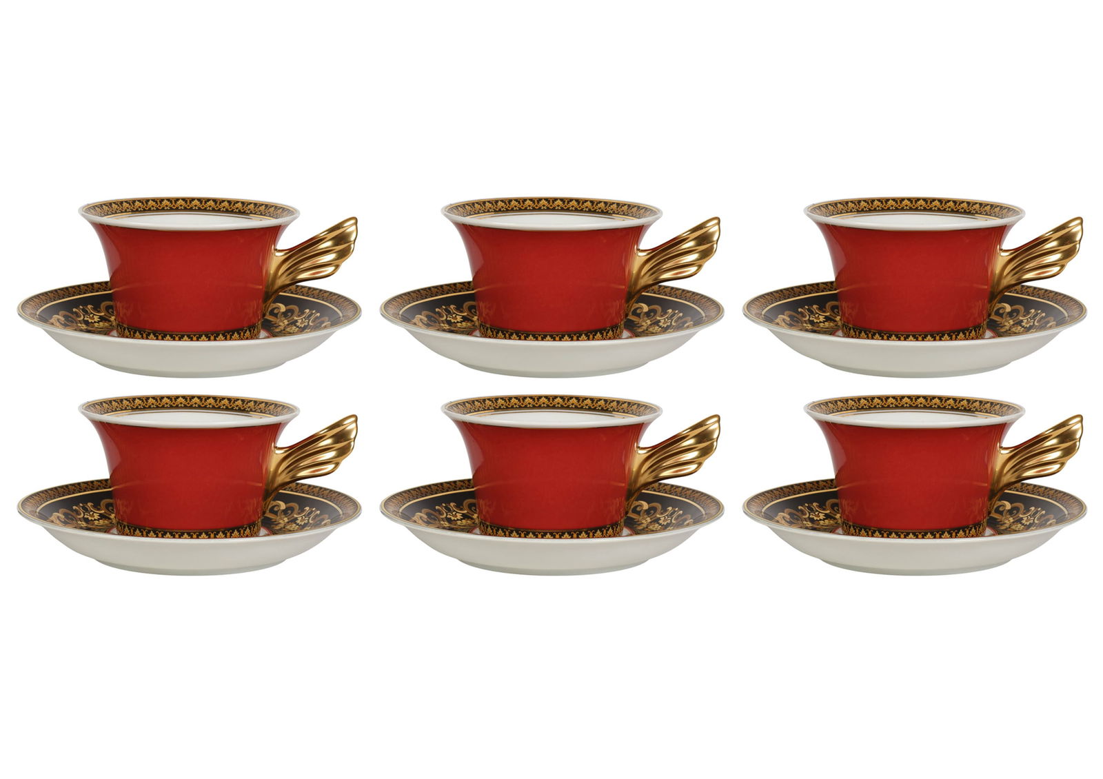 Versace Rosenthal 12pc Medusa Red Cup & Saucer SET (1 of 9)