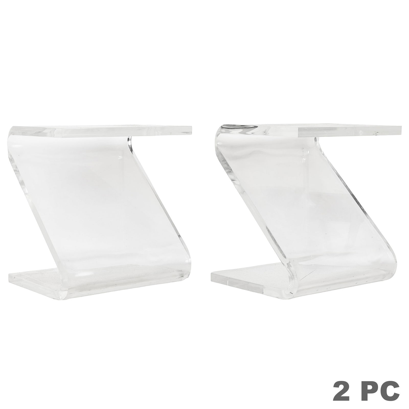 Pair of Modern Designer Lucite Z Form Side Tables (1 of 9)