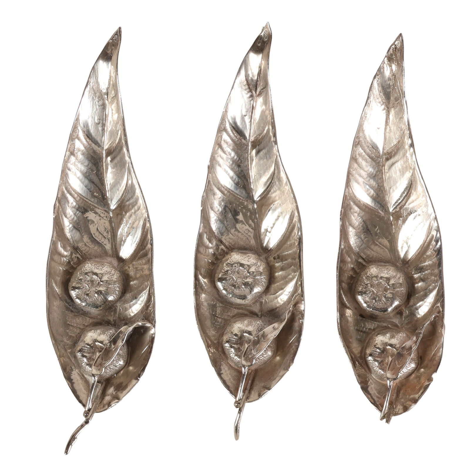English Sterling Silver Organic Leaf Form Dish SET (1 of 5)