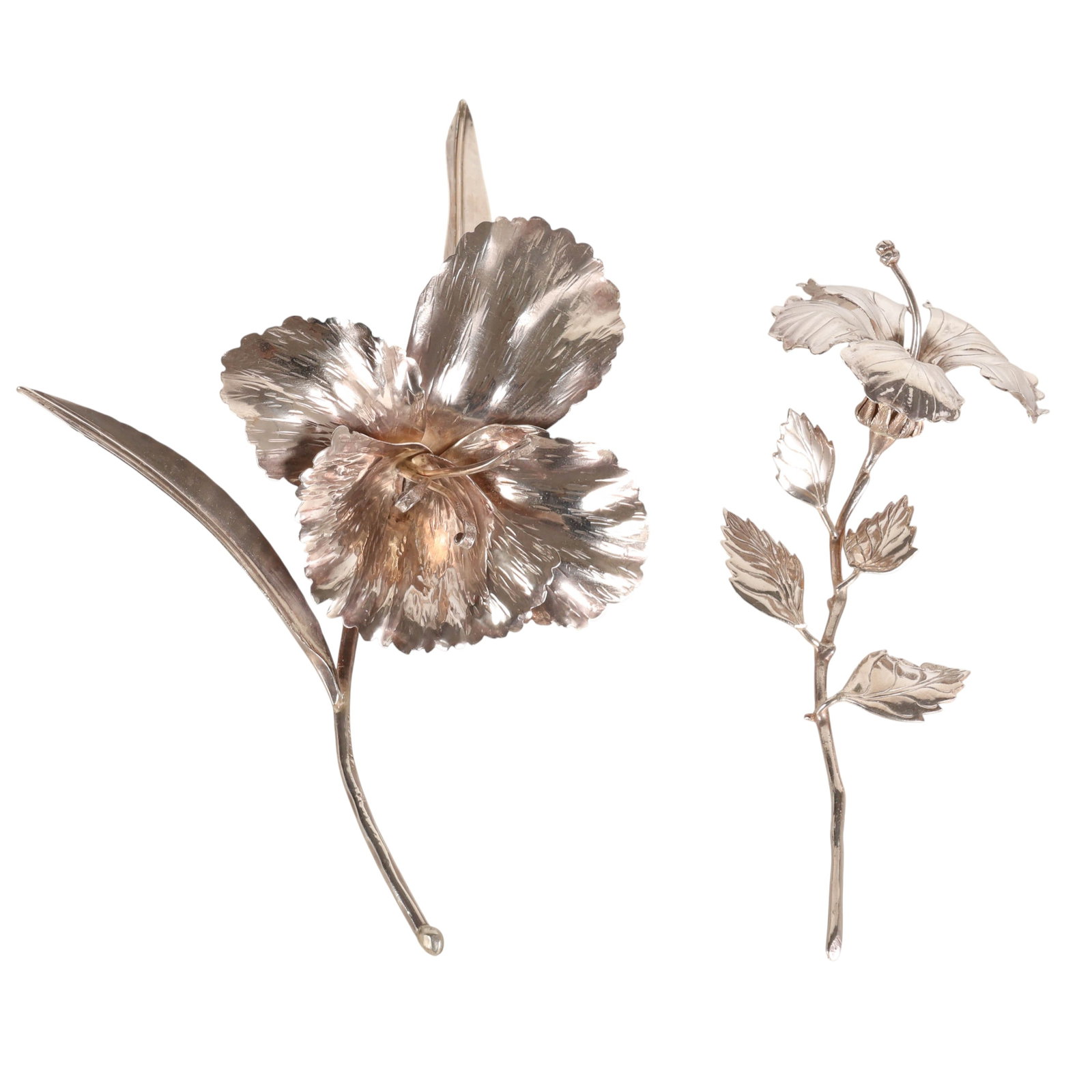 900 Silver Figural Stemmed Flowers 2pc. SET 120g. (1 of 7)